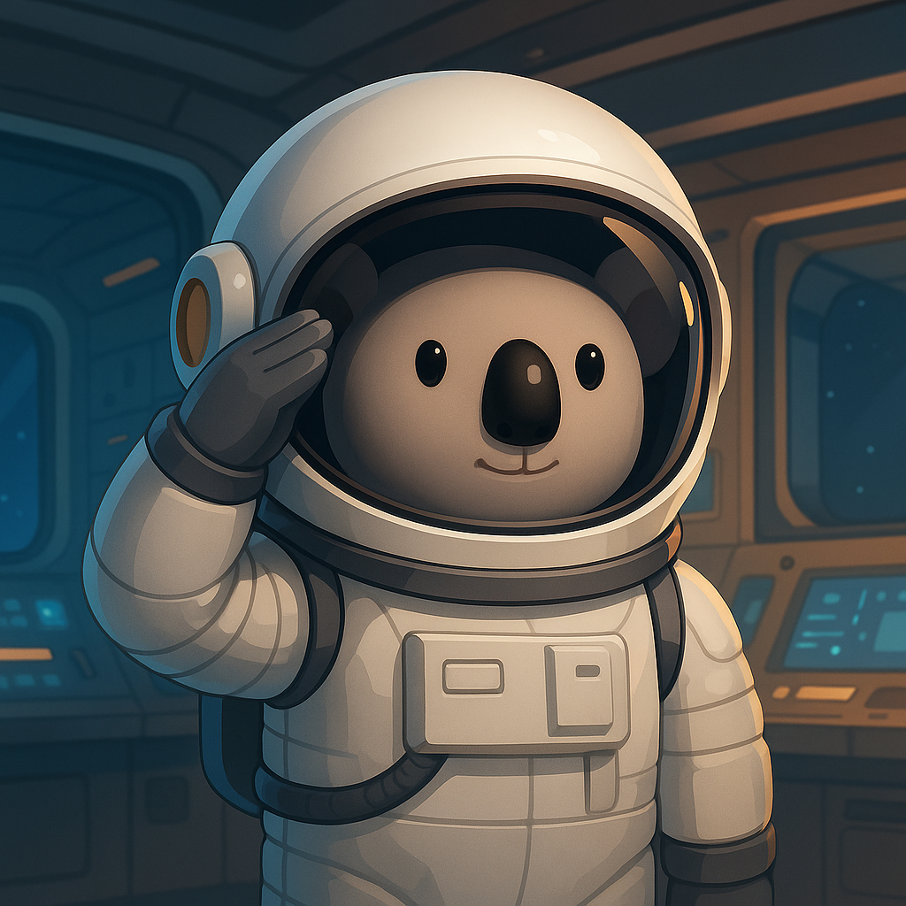 Koala astronaut portrait - representing MJE Lab team